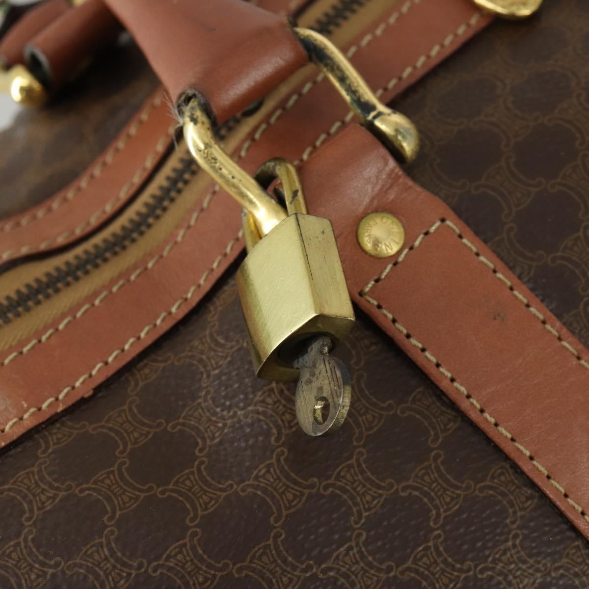 Celine Vintage Duffle Bag Canvas and Leather, BROWN, CANVAS, Travel bag