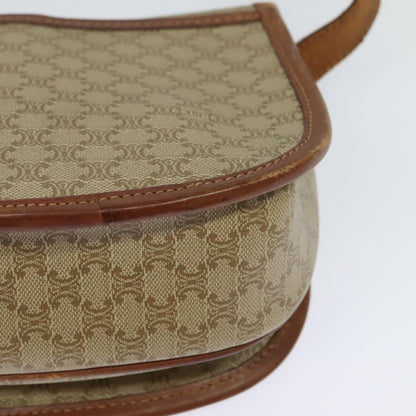 Celine Vintage Macadam Shoulder Bag Canvas and Leather, Beige, Canvas, Shoulder Bag