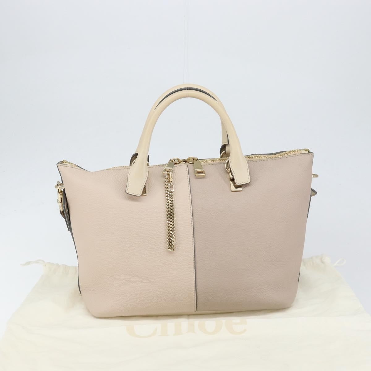 Chloe Bicolor Baylee Satchel Leather, GRAY, LEATHER, Tote bag