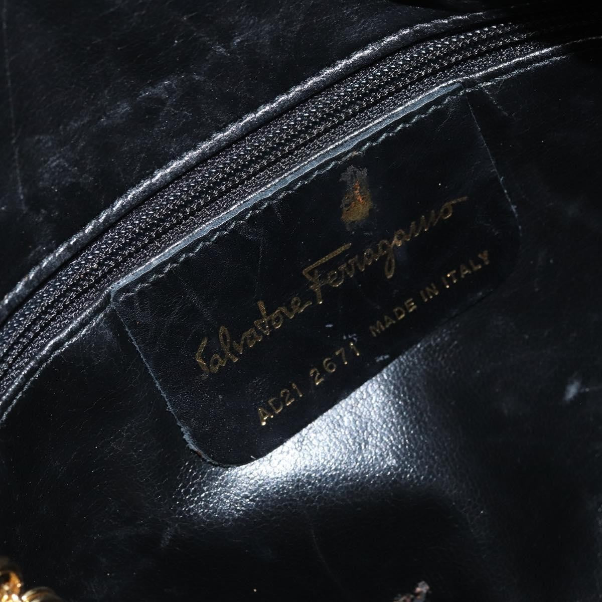 Salvatore Ferragamo Vintage Shoulder Bag Canvas, BLACK, CANVAS, Shoulder bag