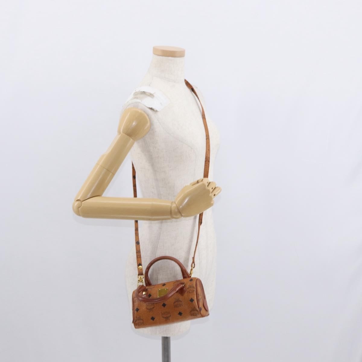 MCM Visetos Handbag Canvas and Leather, Brown, Canvas, Handbag