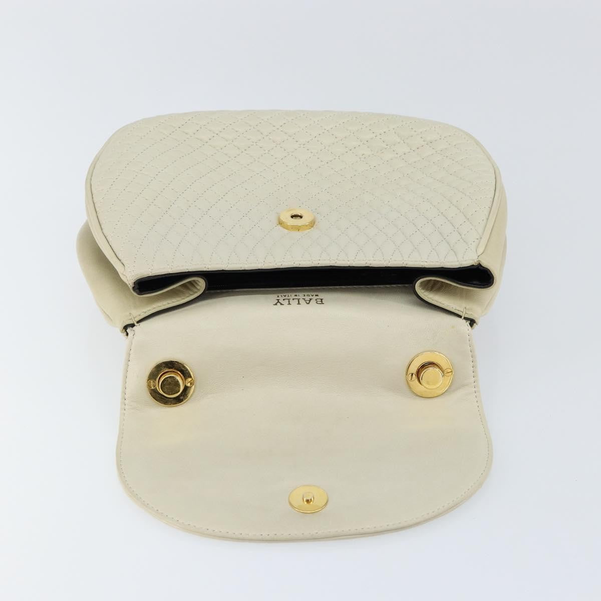 Bally Vintage Handbag Quilted Leather, White, Leather, Handbag