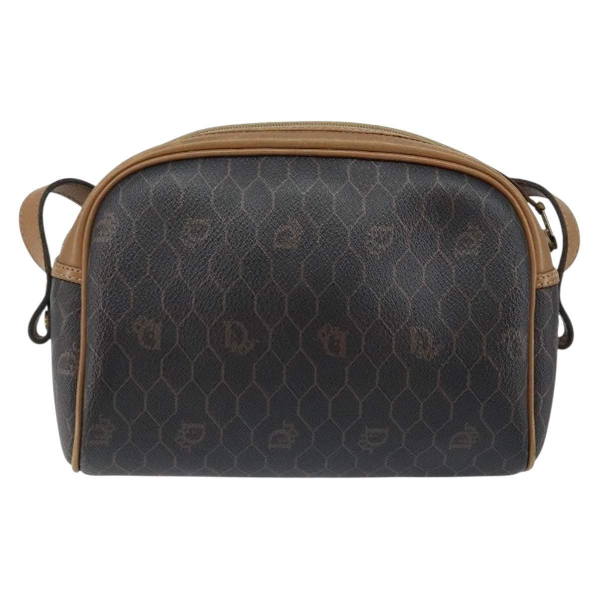 Christian Dior Vintage Honeycomb Shoulder Bag Canvas and Leather, BLACK, CANVAS, Shoulder bag
