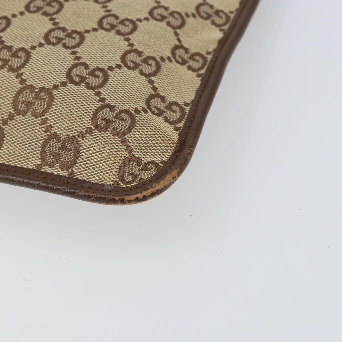 Gucci Vintage Flat Messenger Bag GG Canvas and Leather, BEIGE, CANVAS, Shoulder bag
