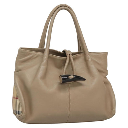 Burberry Horn Toggle Tote Leather, BEIGE, LEATHER, Handbag