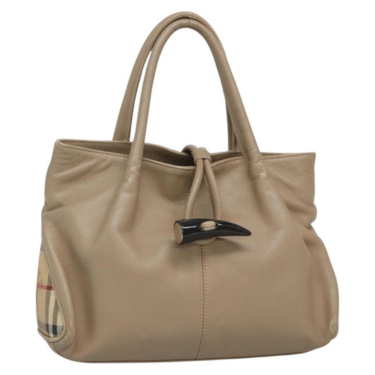 Burberry Horn Toggle Tote Leather, BEIGE, LEATHER, Handbag