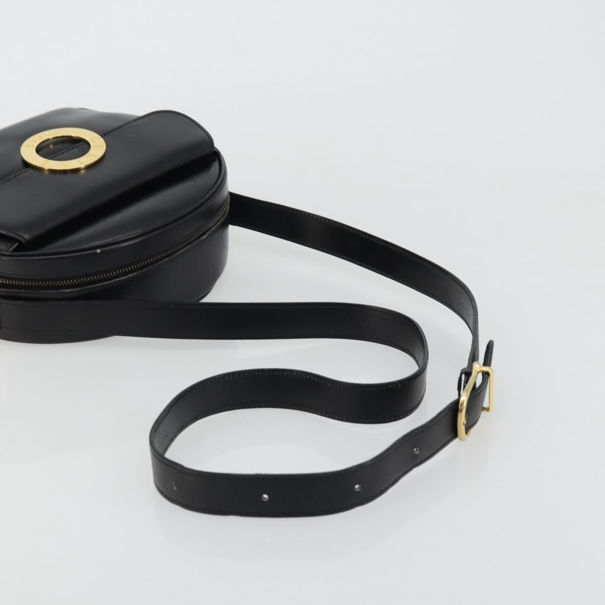 Celine Circle Logo Shoulder Bag Leather, Black, Leather, Shoulder Bag
