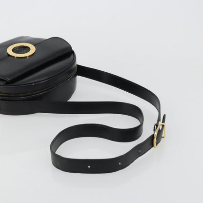 Celine Circle Logo Shoulder Bag Leather, Black, Leather, Shoulder Bag