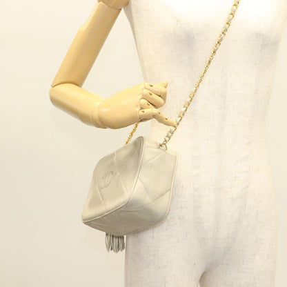 Chanel Vintage Diamond CC Camera Bag Quilted Lambskin, BEIGE, LEATHER, Shoulder bag