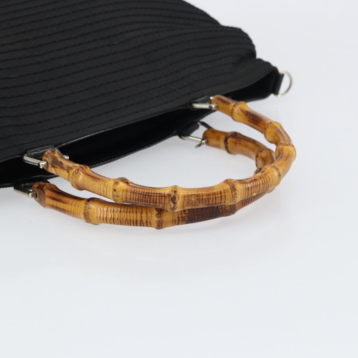 Gucci Vintage Bamboo Handle Bag Nylon, Black, Nylon, Tote Bag