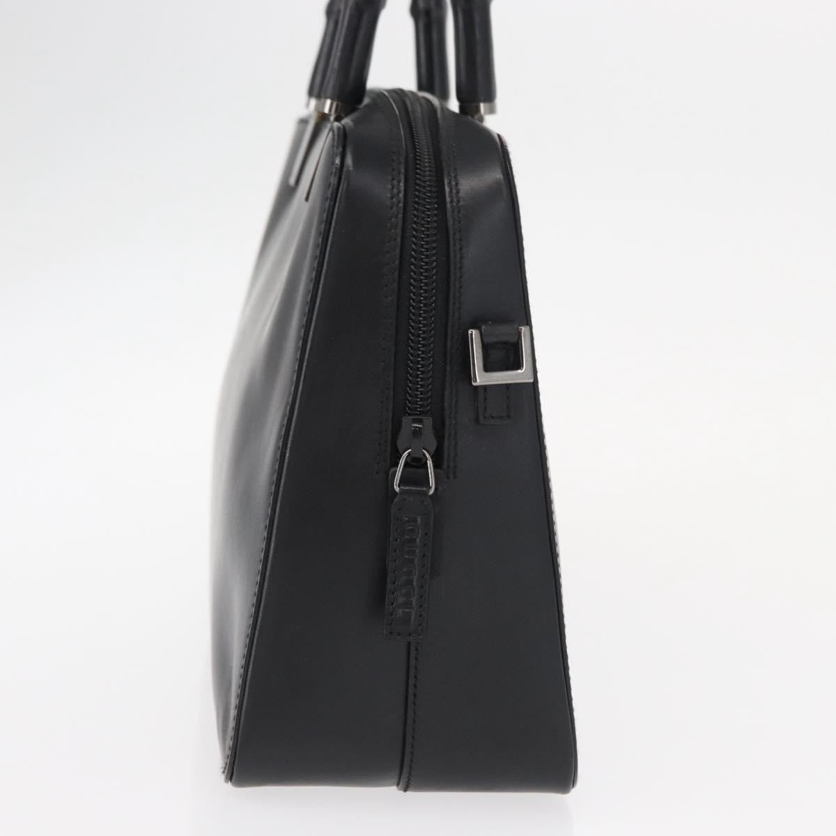 Gucci Vintage Bamboo Handle Bag Leather, BLACK, LEATHER, Handbag