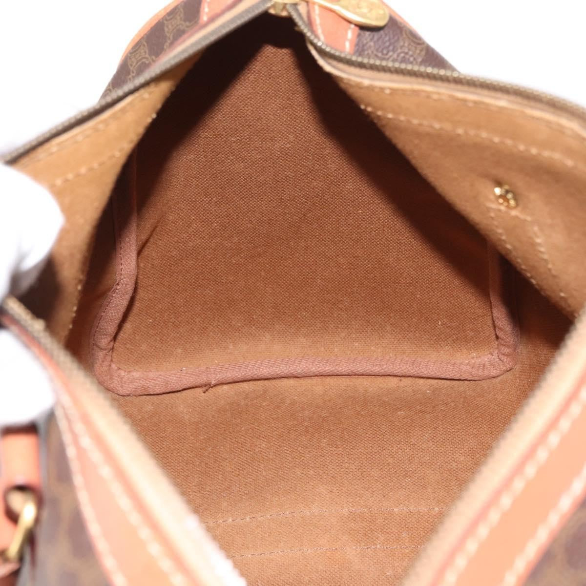 Celine Macadam Handbag Macadam with leather, BROWN, CANVAS, Handbag