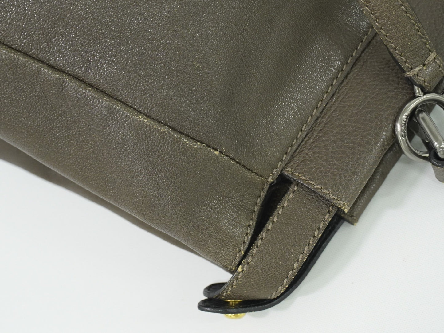 Fendi Peekaboo Bag Leather, GRAY, LEATHER, Handbag