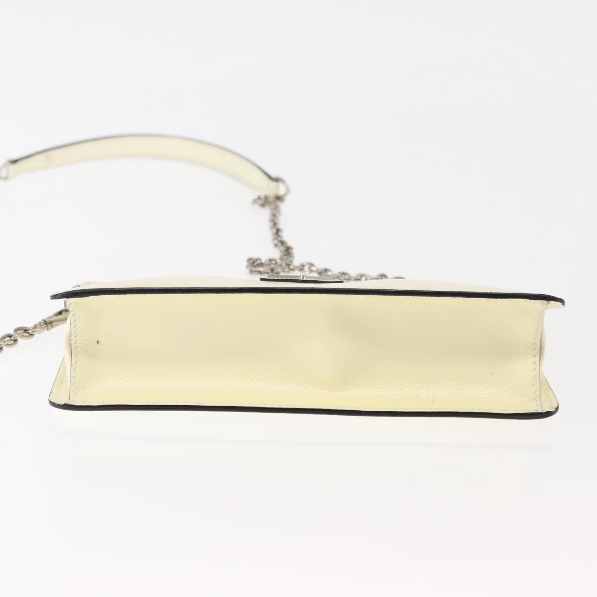 Prada Chain Crossbody Bag Vernice Saffiano Leather, WHITE, LEATHER, Shoulder bag