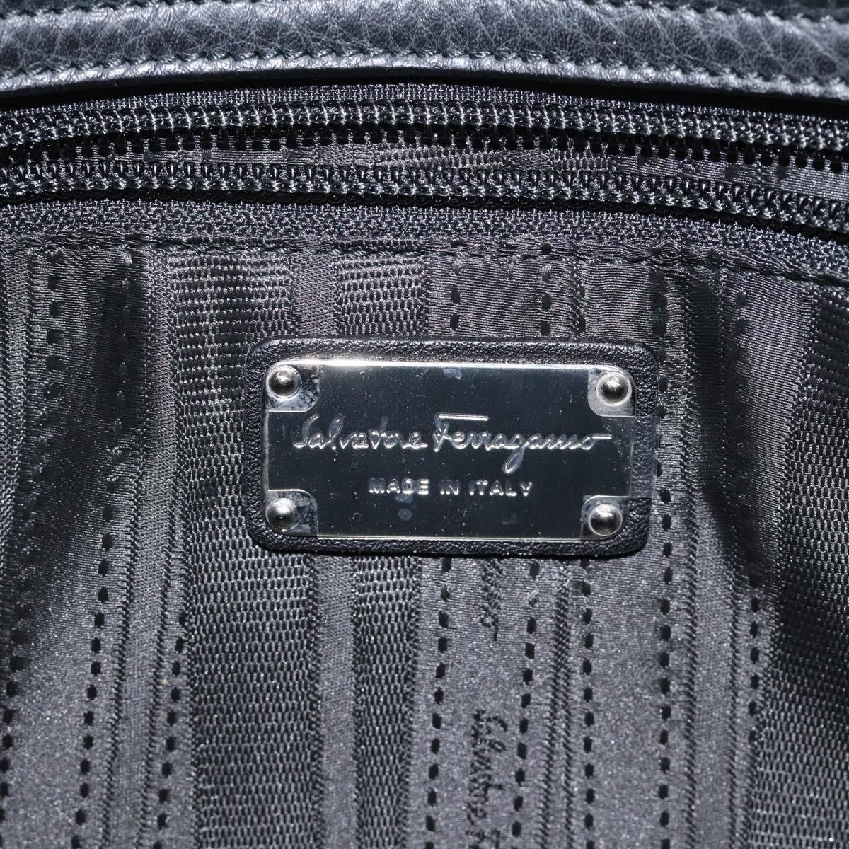 Salvatore Ferragamo Gancini handbag Leather, BLACK, LEATHER, Handbag