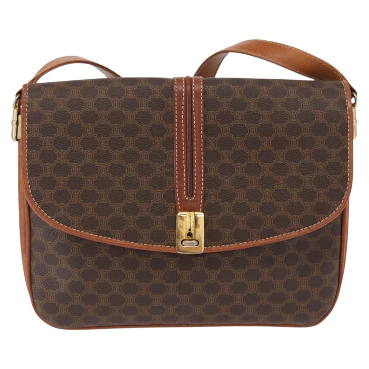 Celine Vintage Macadam Shoulder Bag Canvas, BROWN, CANVAS, Shoulder bag