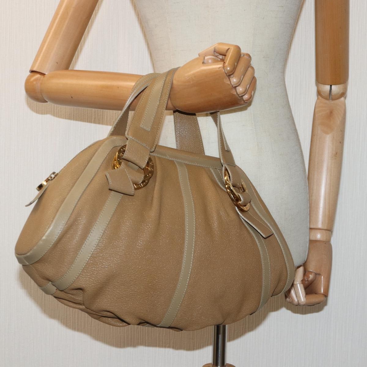 Bvlgari Doppio Handbag Leather, BROWN, LEATHER, Handbag