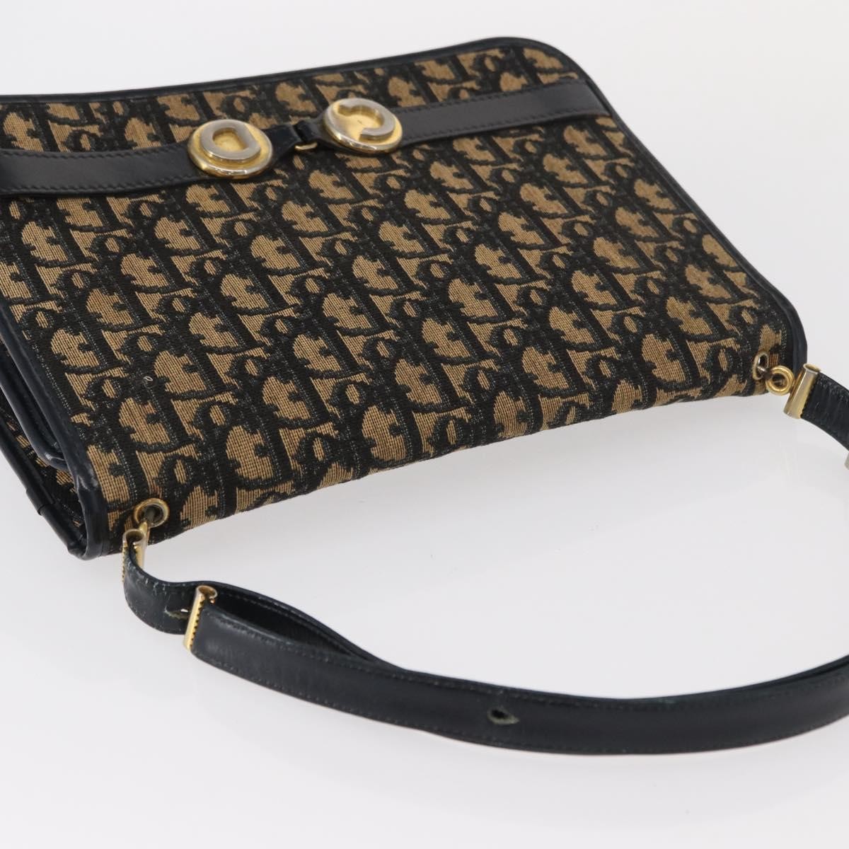 Christian Dior Vintage Trotter Shoulder Bag Canvas, NAVY, CANVAS, Shoulder bag