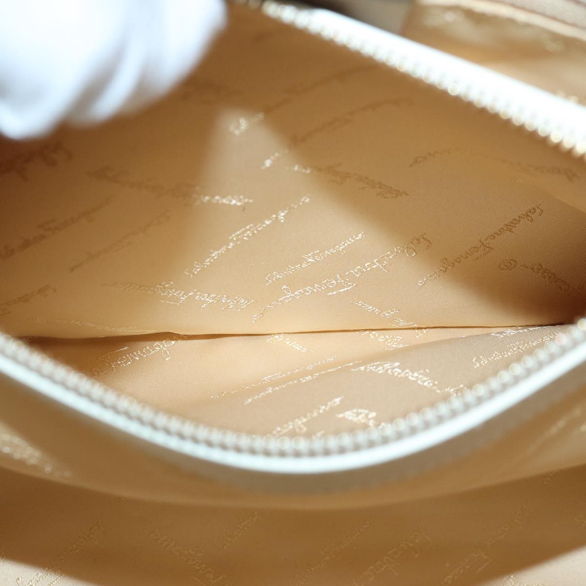 Salvatore Ferragamo Gancini Shoulder Bag Leather, BEIGE, LEATHER, Shoulder bag