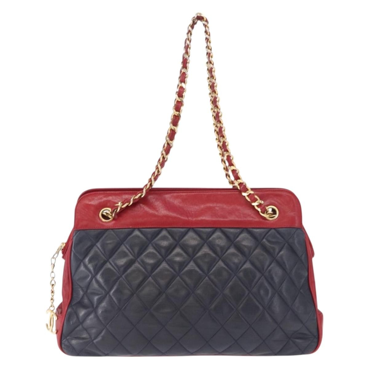 Chanel Chanel Bicolor Shoulder Bag Red/Navy leather bicolore, NAVY, LEATHER, Shoulder bag