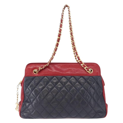 Chanel Chanel Bicolor Shoulder Bag Red/Navy leather bicolore, NAVY, LEATHER, Shoulder bag