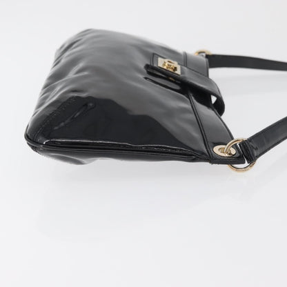 Salvatore Ferragamo Gancini Shoulder Bag Patent Leather, Black, Patent Leather, Shoulder Bag