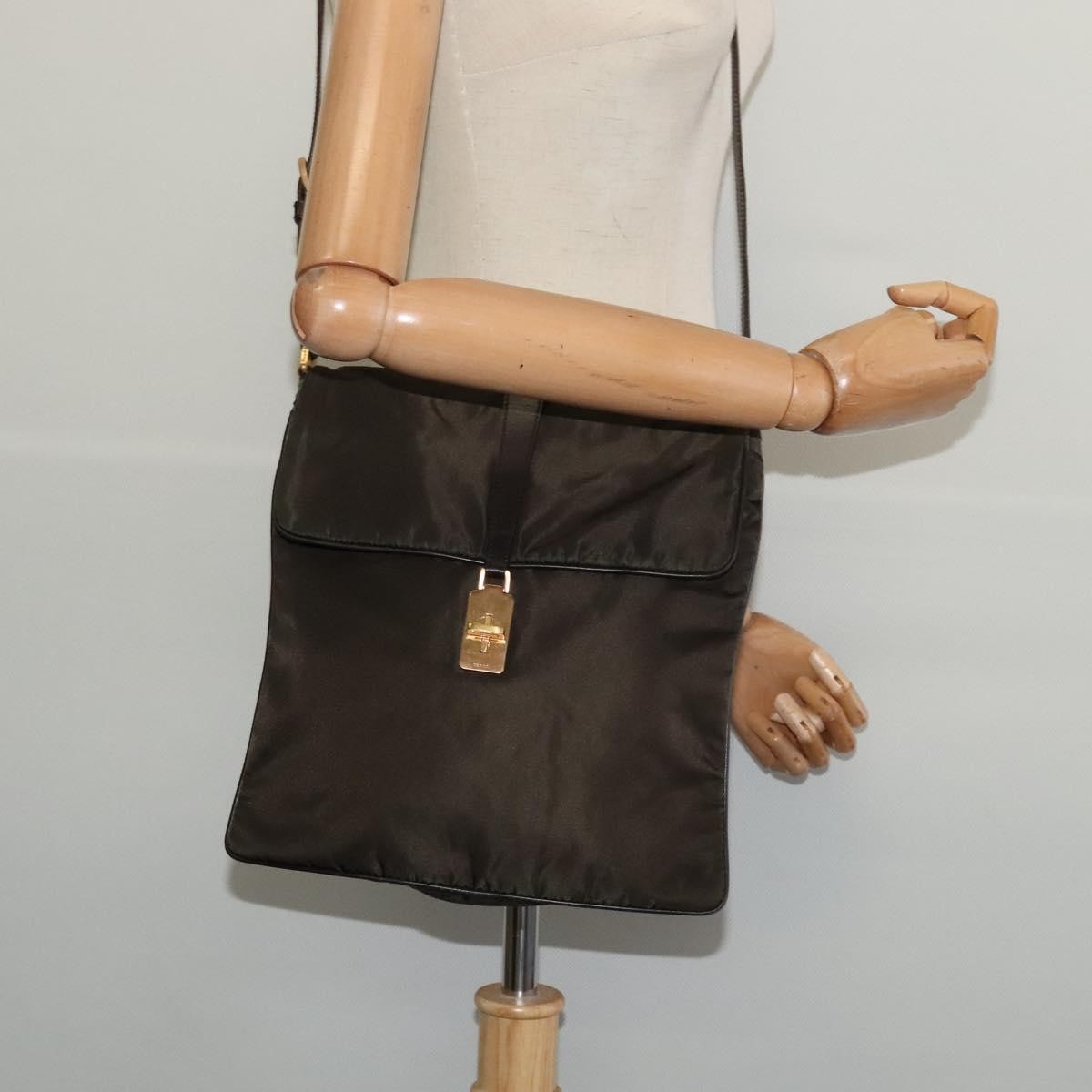 Prada Vintage Flap Messenger Bag Tessuto, Khaki, Nylon, Shoulder Bag