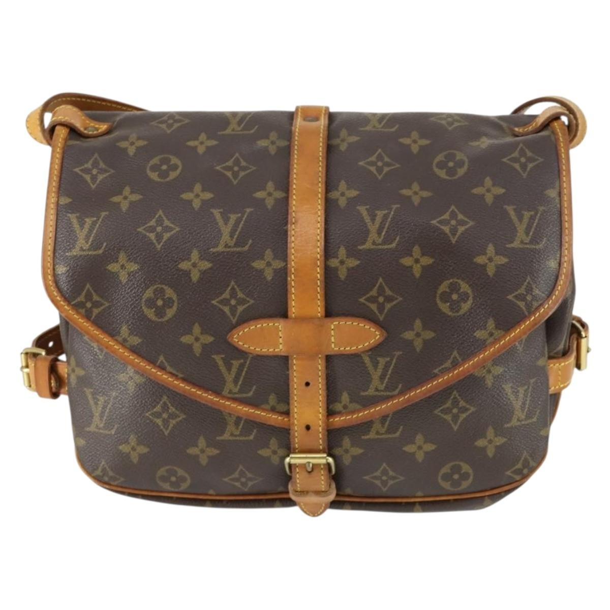 Louis Vuitton Saumur Handbag Monogram Canvas, BROWN, CANVAS, Shoulder bag