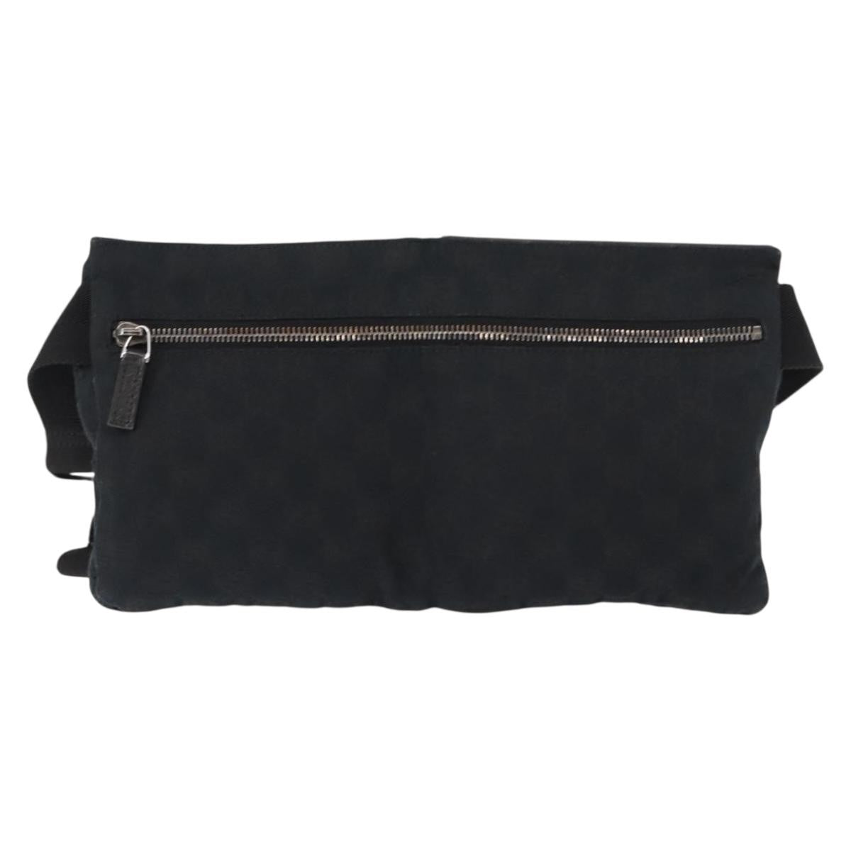Gucci Vintage Double Belt Bag GG Canvas with Leather, BLACK, CANVAS, Shoulder bag
