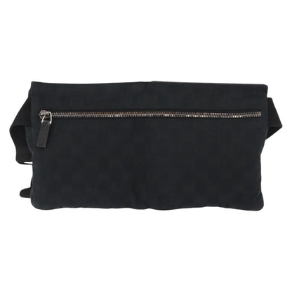 Gucci Vintage Double Belt Bag GG Canvas with Leather, BLACK, CANVAS, Shoulder bag