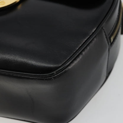 Celine Circle Logo Shoulder Bag Leather, Black, Leather, Shoulder Bag