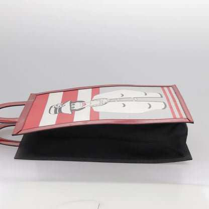 Chanel Vintage Portrait Tote Printed Leather and Quilted Patent, Red, Leather, Tote Bag