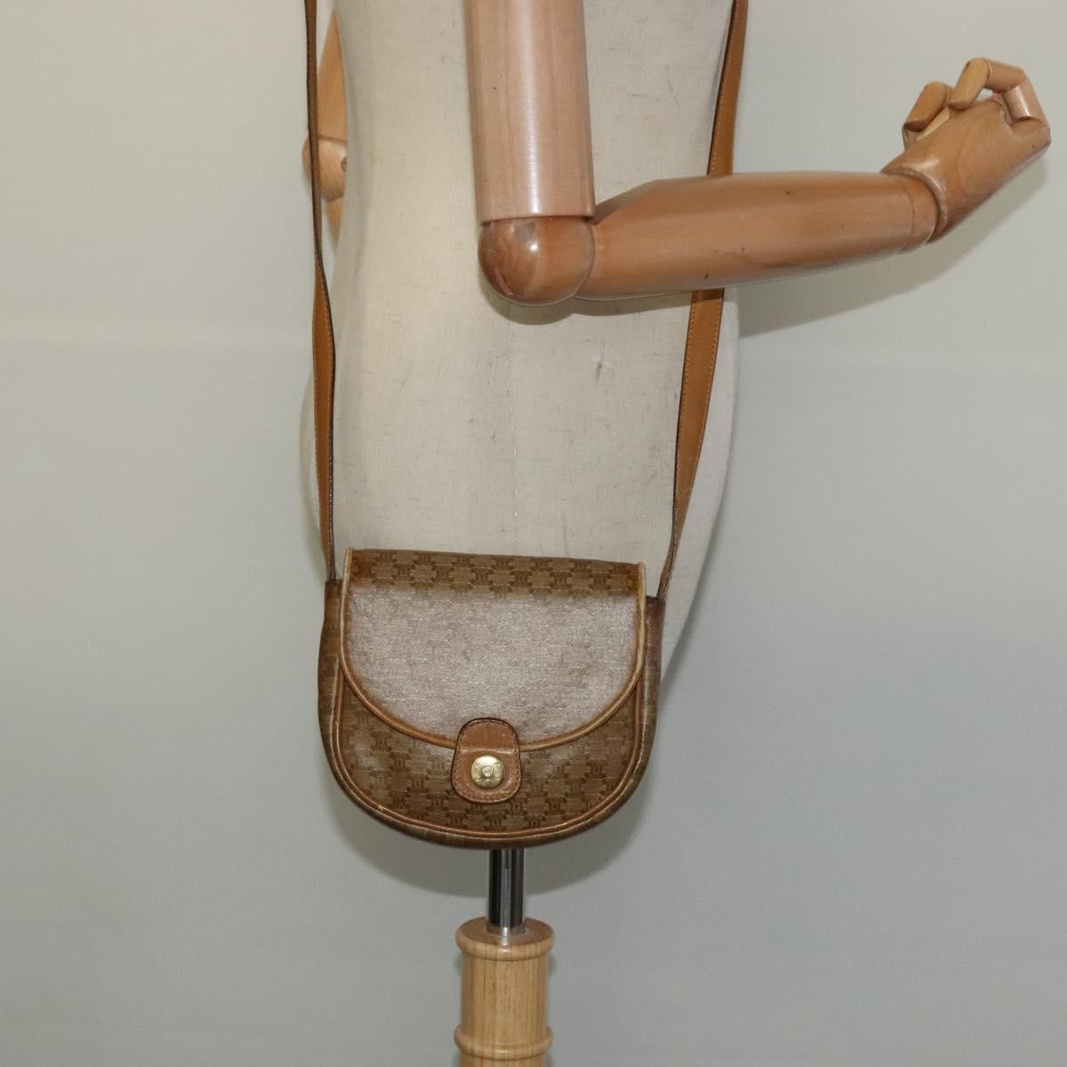 Celine Vintage Macadam Shoulder Bag Canvas, BEIGE, CANVAS, Shoulder bag