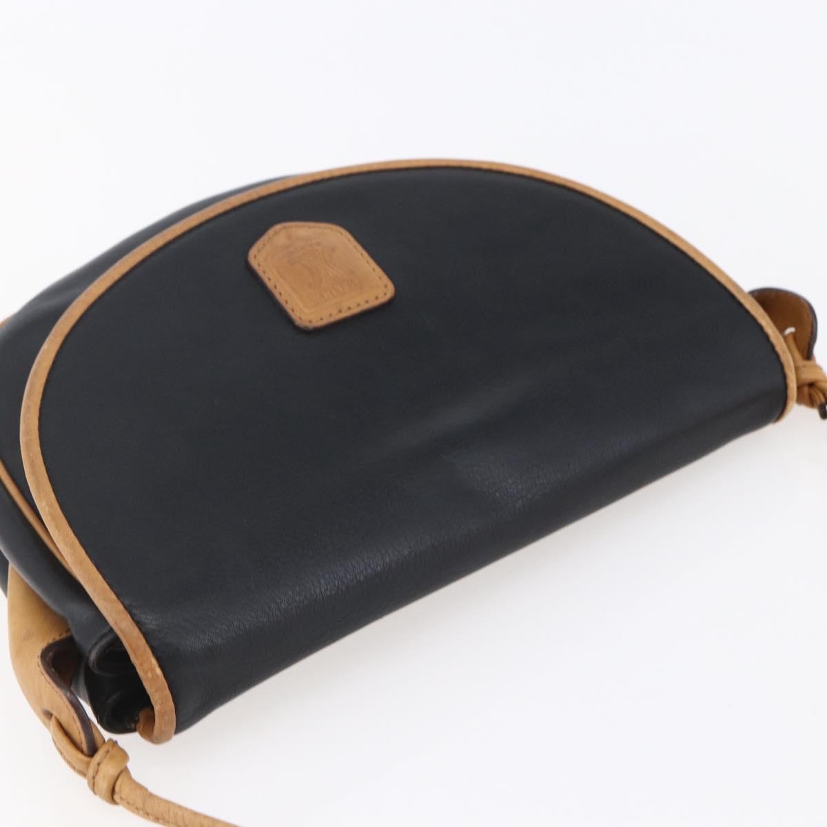Celine Flap Shoulder Bag Leather, BLACK, LEATHER, Shoulder bag