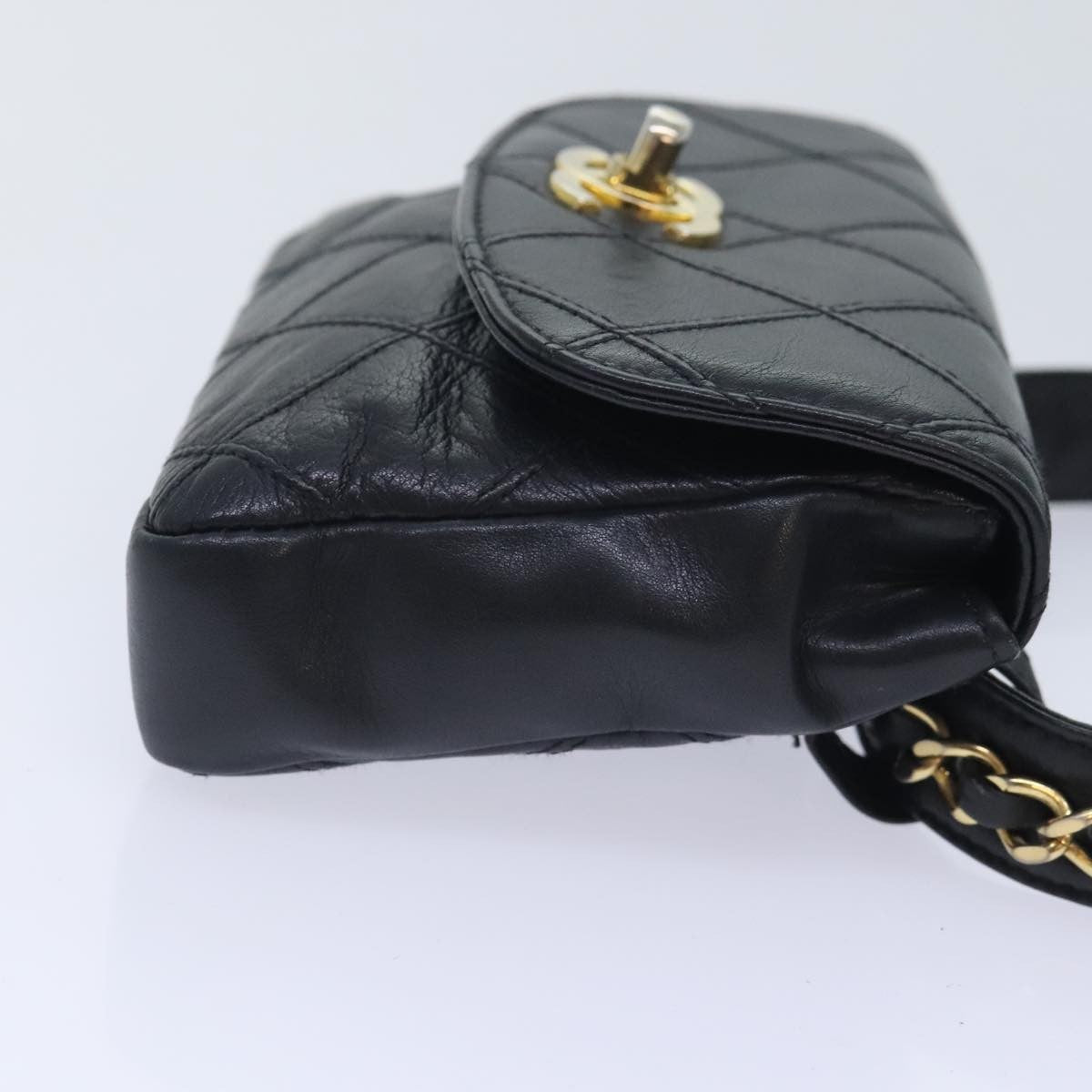 Chanel Vintage Flap Waist Bag Leather, BLACK, LEATHER, Clutche & pouche