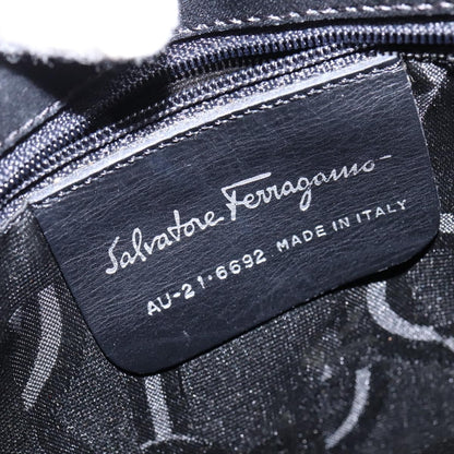 Salvatore Ferragamo Vala Shoulder Bag Canvas, BLACK, CANVAS, Shoulder bag