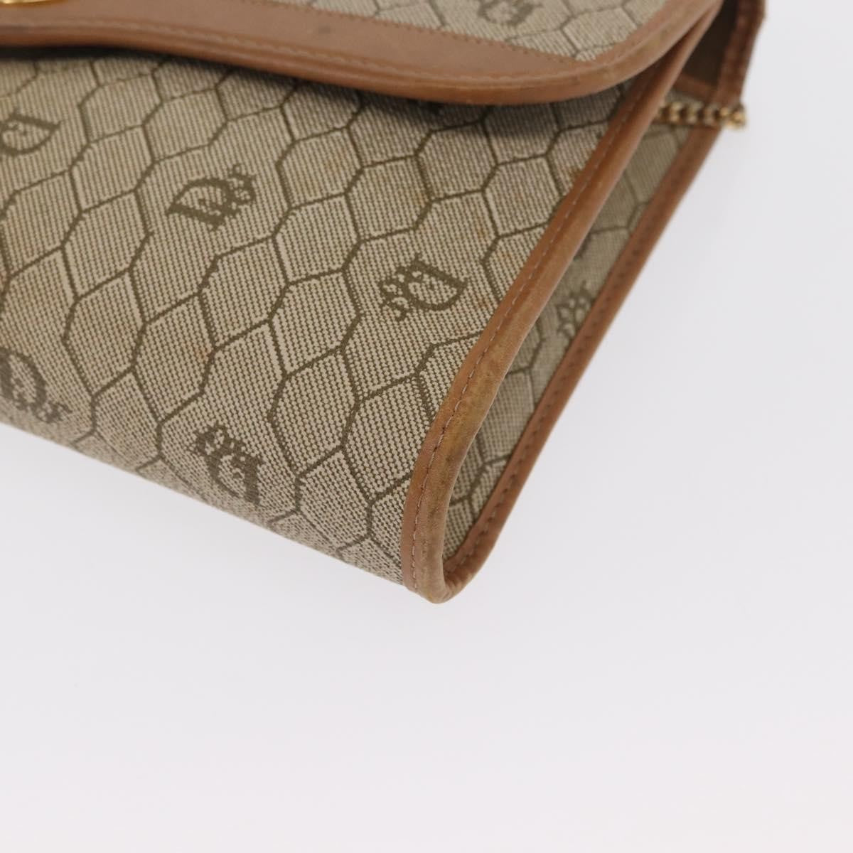 Christian Dior Vintage Honeycomb chain Canvas, BEIGE, CANVAS, Shoulder bag
