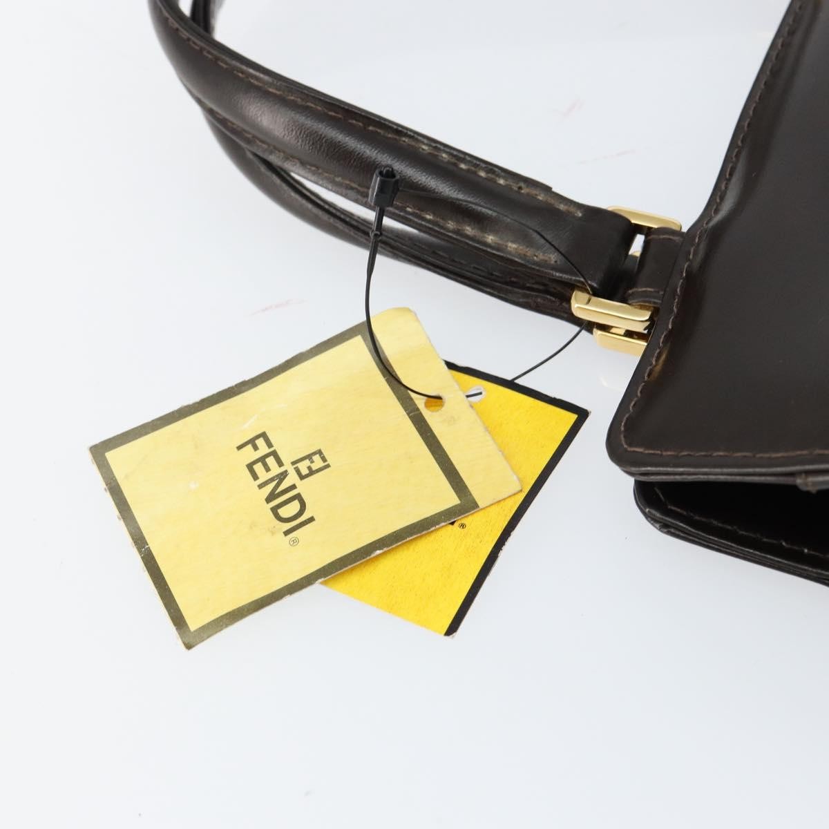 Fendi Vintage Top Handle Bag Leather, BROWN, LEATHER, Handbag