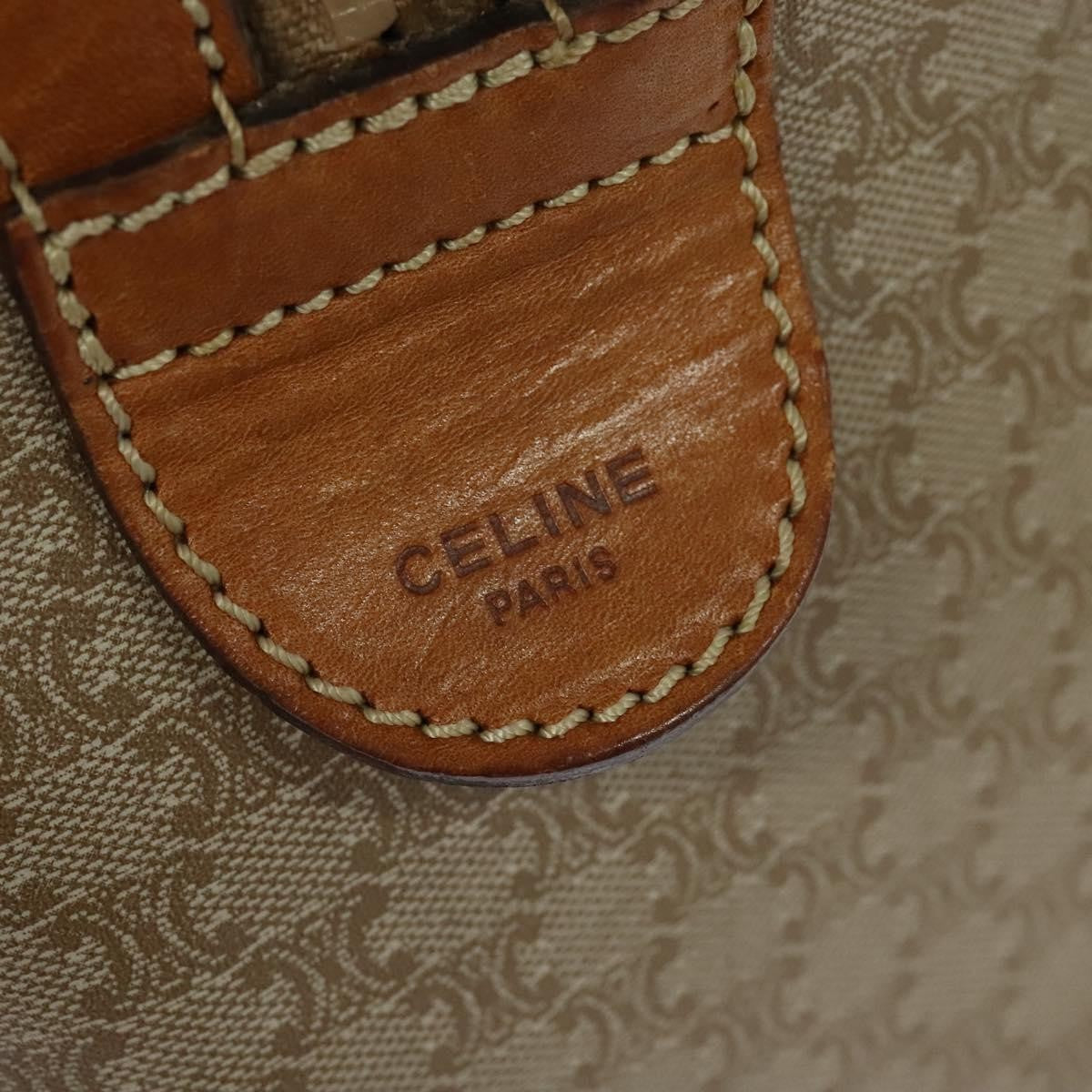 Celine Macadam Handbag Macadam with leather, BEIGE, CANVAS, Handbag