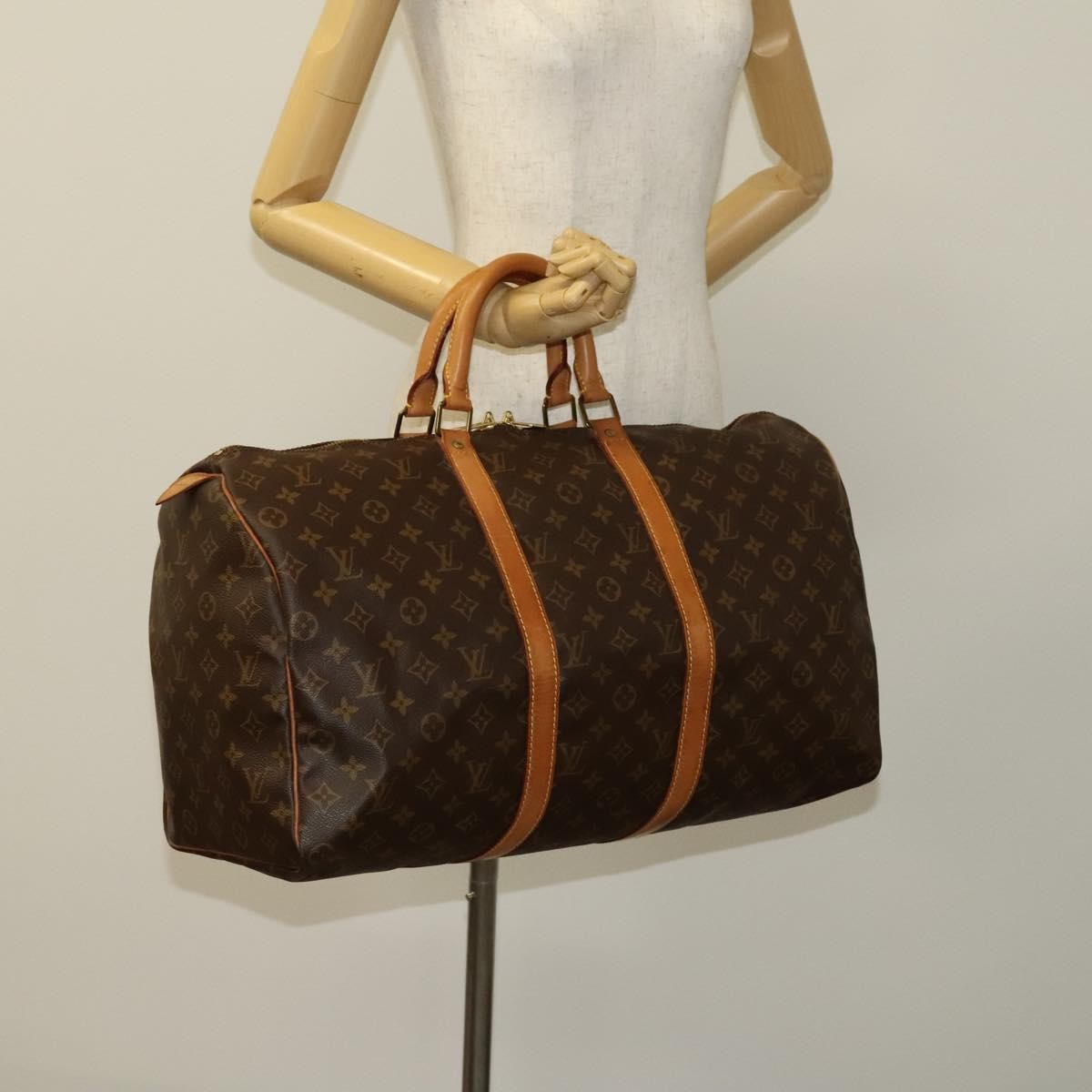Louis Vuitton Keepall Bag Monogram Canvas, BROWN, CANVAS, Travel bag