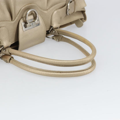 Salvatore Ferragamo Gancini handbag Leather, GOLD, LEATHER, Handbag
