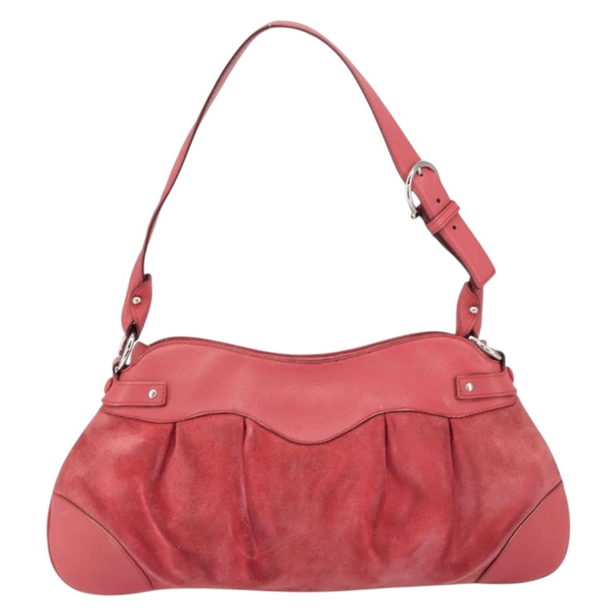 Salvatore Ferragamo Gancini Shoulder Bag Suede, PINK, SUEDE, Shoulder bag