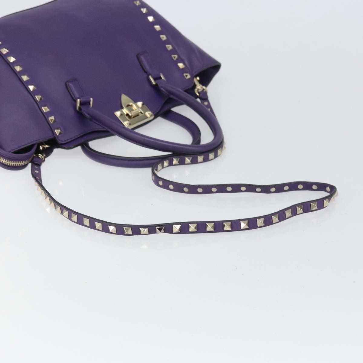 Valentino Garavani Rockstud Tote Rigid Leather, PURPLE, LEATHER, Tote bag