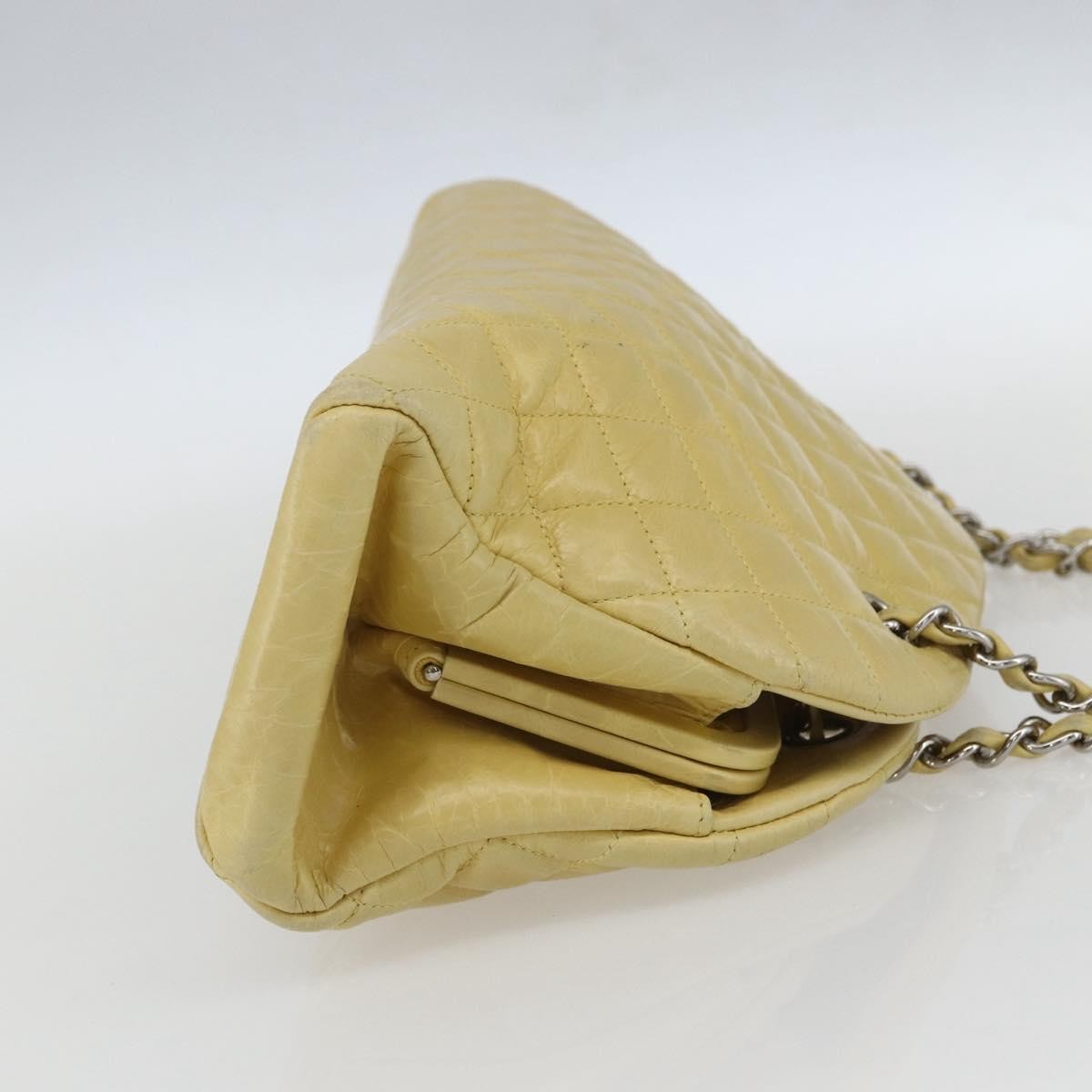 Chanel Just Mademoiselle Bag Quilted Aged Calfskin, YELLOW, LEATHER, Shoulder bag