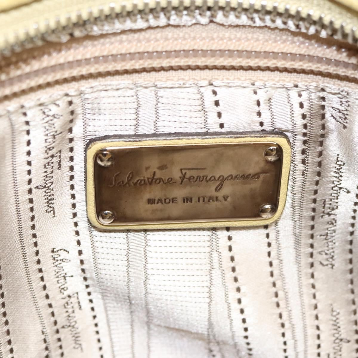 Salvatore Ferragamo Gancini handbag Leather, YELLOW, LEATHER, Handbag