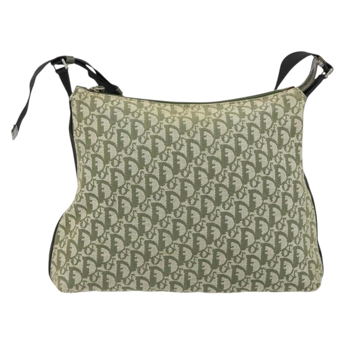 Christian Dior Vintage Trotter Shoulder Bag Canvas, GREEN, CANVAS, Shoulder bag