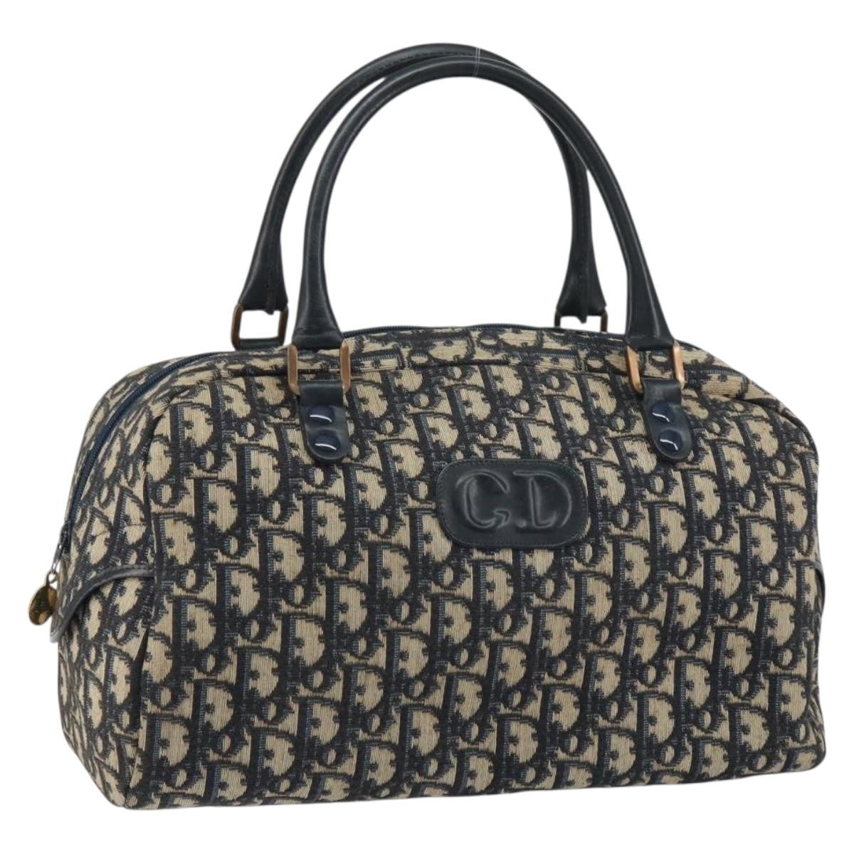 Christian Dior Vintage Trotter Boston Bag Diorissimo Canvas, NAVY, CANVAS, Handbag