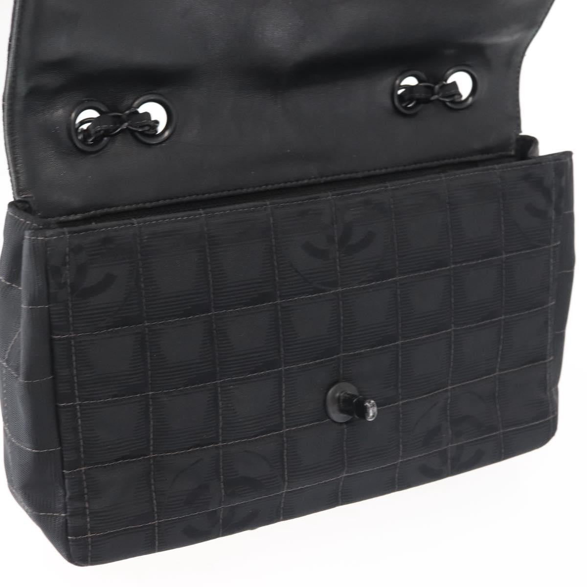 Chanel Travel Line Flap Bag Nylon, BLACK, NYLON, Travel bag