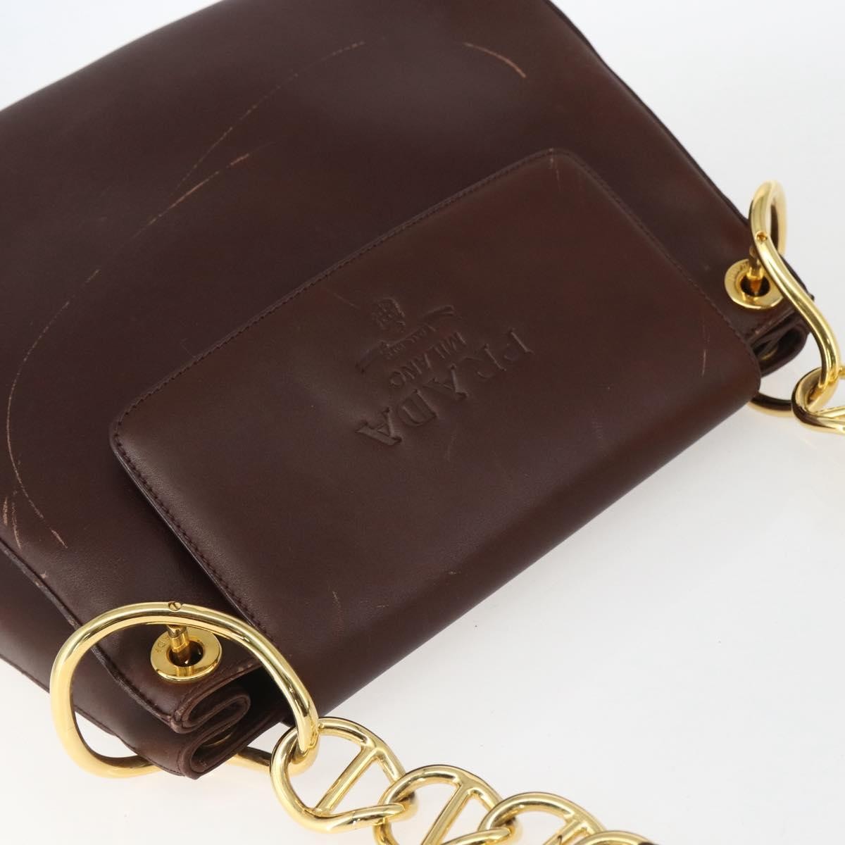 Prada Vintage Shoulder Bag Leather, BROWN, LEATHER, Shoulder bag