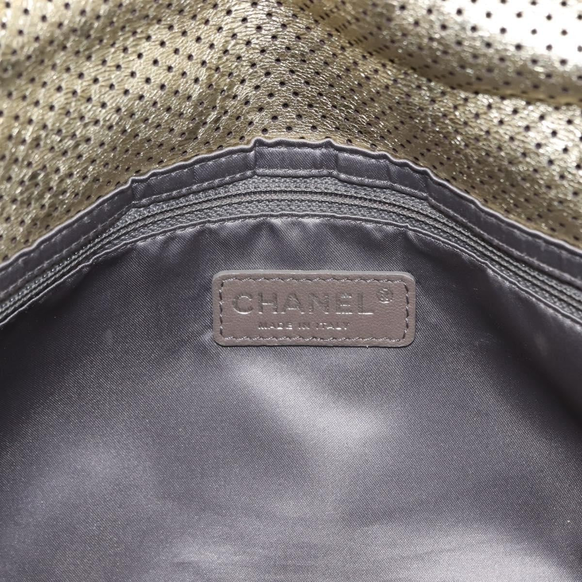 Chanel Drill Flap Bag Perforated Leather, GOLD, LEATHER, Handbag